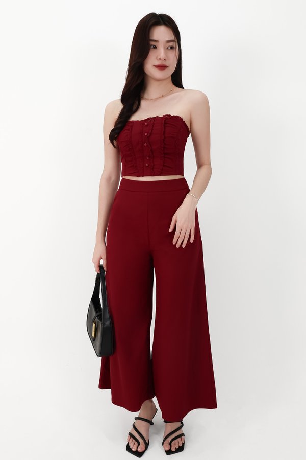 CNY2026 | Cora Co-ord Wide Legged Pants in Dark Red ( Regular )