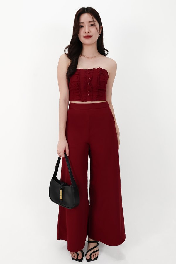 CNY2026 | Cora Co-ord Wide Legged Pants in Dark Red ( Regular )
