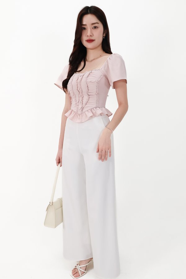 CNY2026 | Fora Flutter Sleeve Sweetheart Top in Light Pink