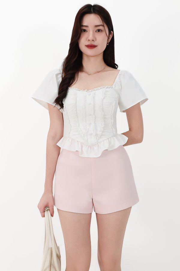 CNY2026 | Fora Flutter Sleeve Sweetheart Top in White