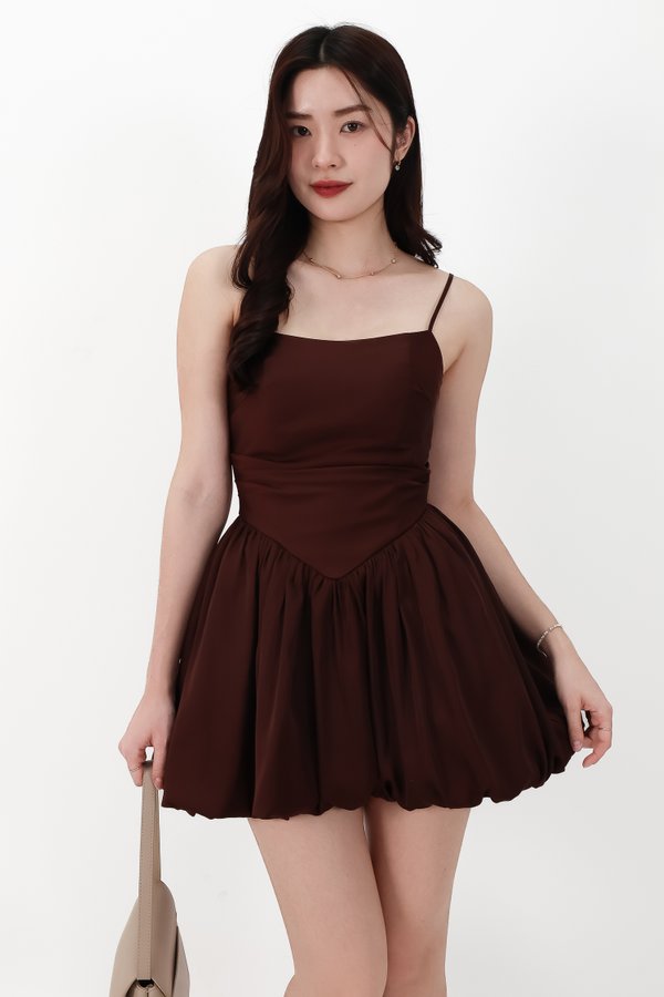 CNY2026 | Ballerina Bubble Romper Dress in Dark Brown