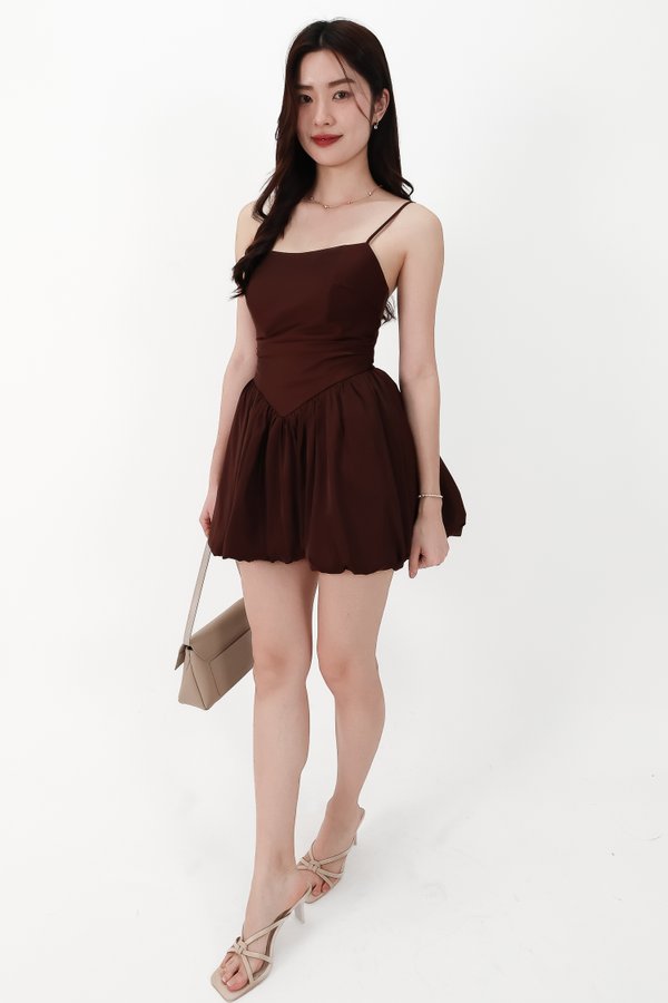 CNY2026 | Ballerina Bubble Romper Dress in Dark Brown