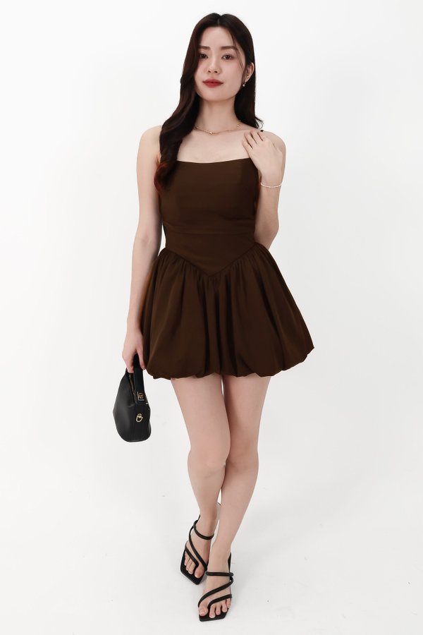 CNY2026 | Ballerina Bubble Romper Dress in Dark Brown