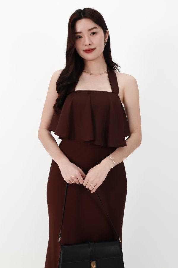 CNY2026 | Stephanie Satin Co-ord Two Way Top in Dark Brown