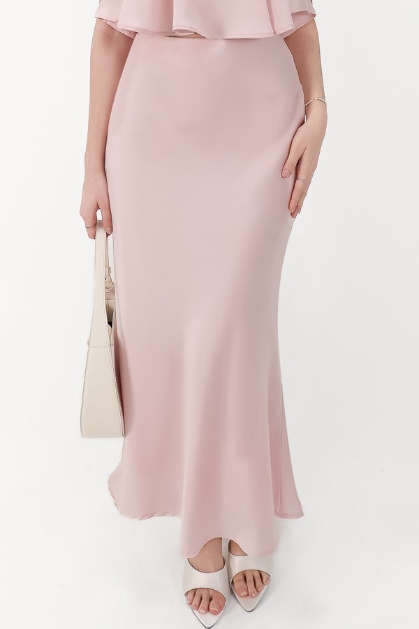 CNY2026 | Stephanie Satin Co-ord Maxi Skirt in Light Pink ( Petite Length )