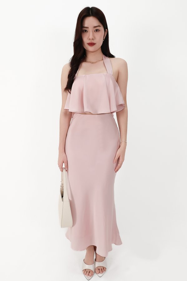 CNY2026 | Stephanie Satin Co-ord Maxi Skirt in Light Pink ( Petite Length )