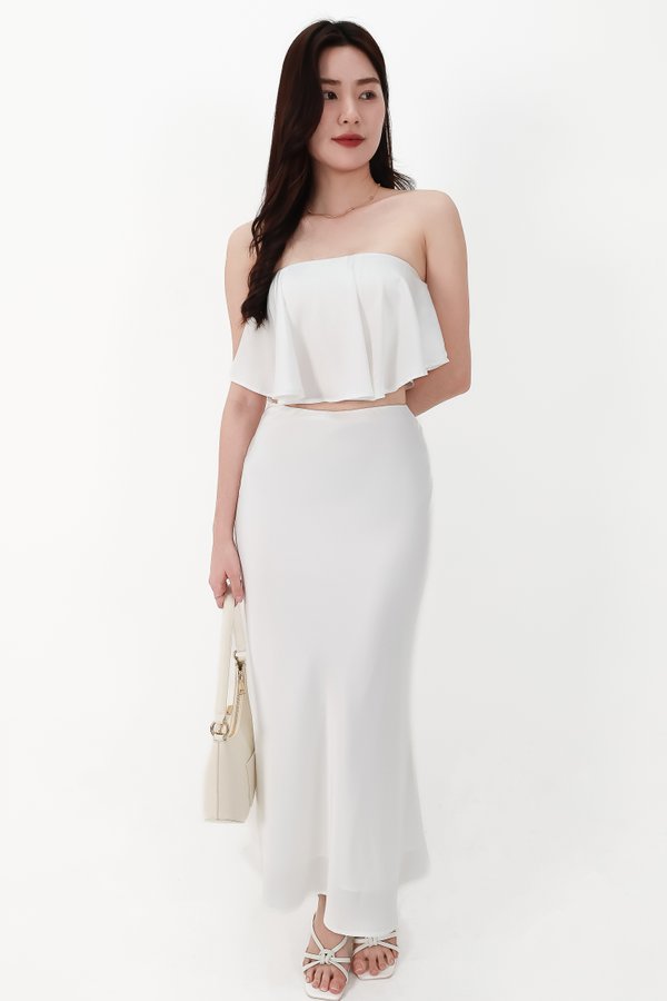 CNY2026 | Stephanie Satin Co-ord Set in White ( Petite Length )