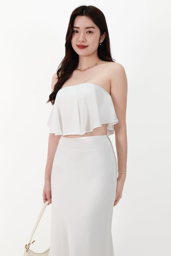 DEFECT | Stephanie Satin Co-ord Two Way Top in White in XS
