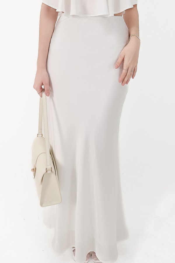 CNY2026 | Stephanie Satin Co-ord Maxi Skirt in White ( Regular Length )