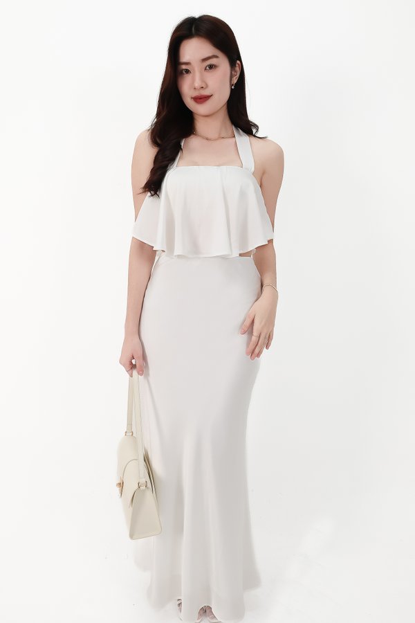 CNY2026 | Stephanie Satin Co-ord Maxi Skirt in White ( Regular Length )