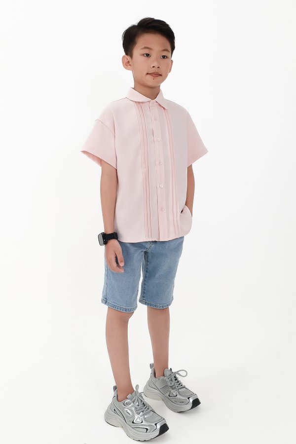 CNY2026 | Pleated Boy Shirt in Pastel Pink