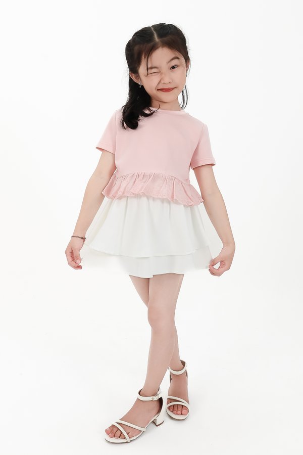 CNY2026 | Casual Girl Eyelet Hem Tee in Light Pink