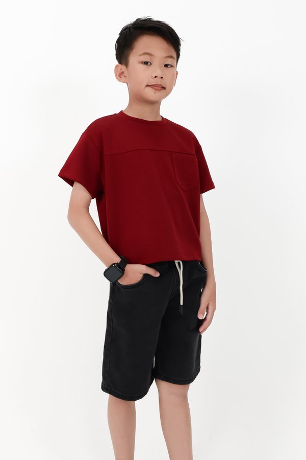 CNY2026 | Casual Boy Pocket Tee in Dark Red