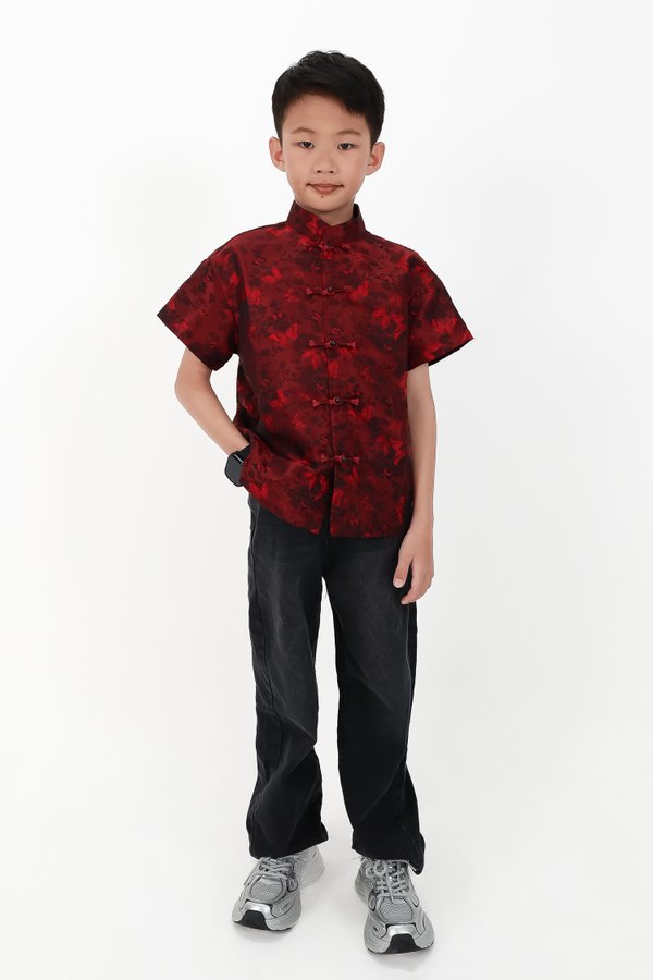 CNY2026 | Oriental Boy Shirt in Dark Red