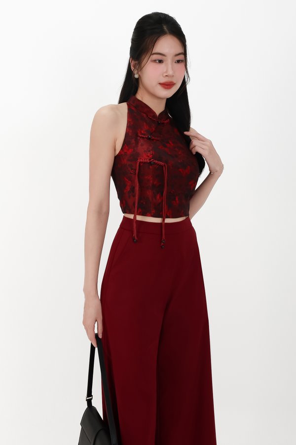 DEFECT | Oriental Women Cheongsam Top in Dark Red in XS