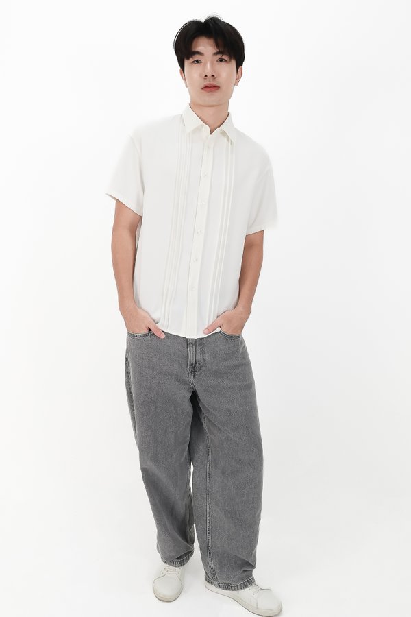 CNY2026 | Pleated Men Shirt in White