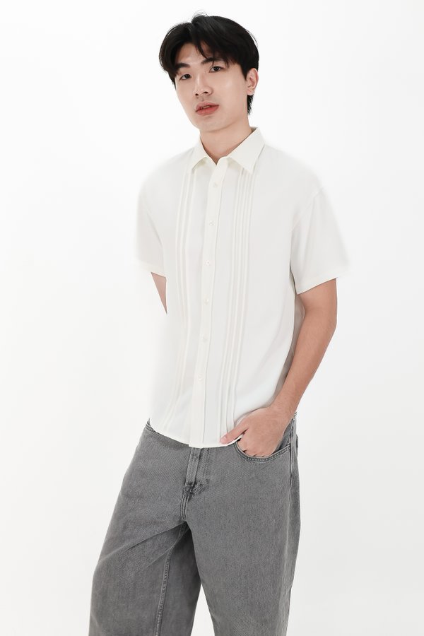 CNY2026 | Pleated Men Shirt in White