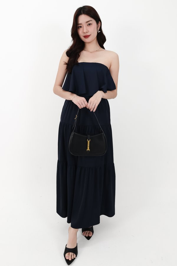 CNY2026 | Serena Satin Tiered Maxi Skirt in Midnight ( Regular Length )