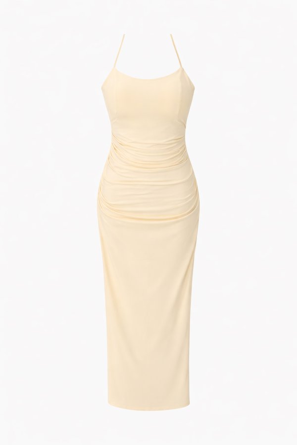 CNY2026 | Calina Cross Back Maxi Dress in Pale Yellow