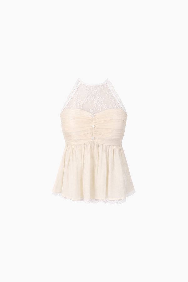 CNY2026 | Tammie Textured Babydoll Top in Champagne Yellow