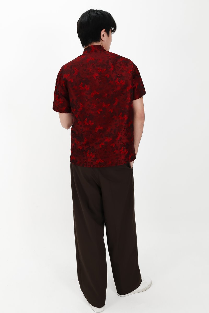 CNY2026 | Oriental Men Shirt in Dark Red