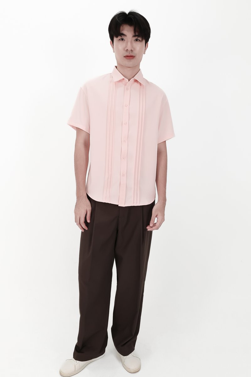 CNY2026 | Pleated Men Shirt in Pastel Pink