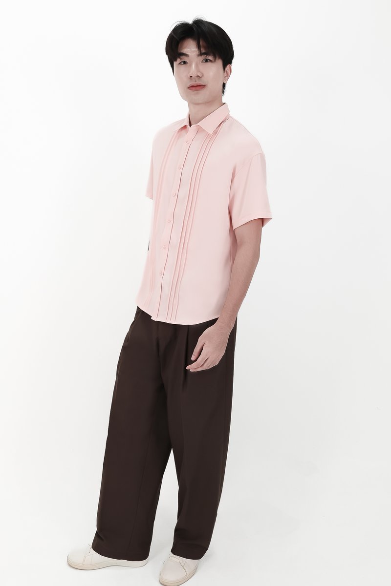 CNY2026 | Pleated Men Shirt in Pastel Pink
