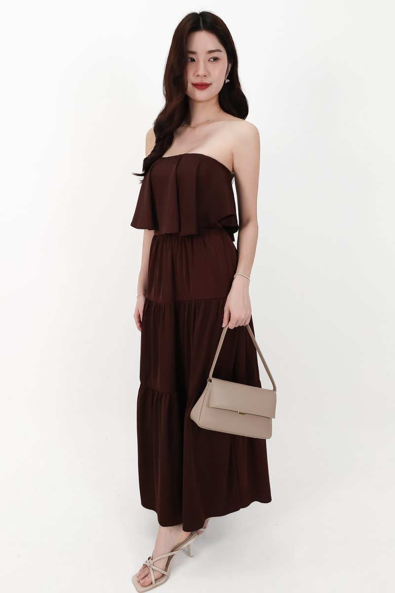 CNY2026 | Stephanie Satin Co-ord Two Way Top in Dark Brown