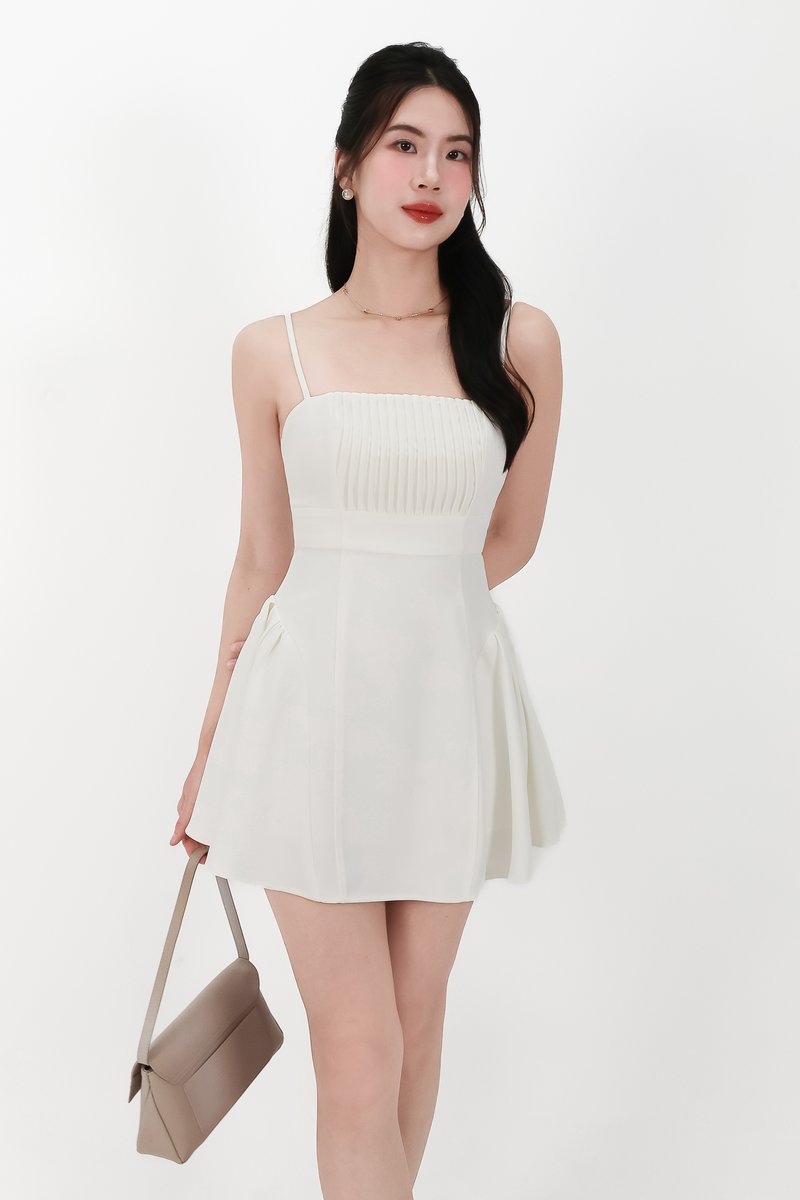 CNY2026 | Pleated Women Romper Dress in White