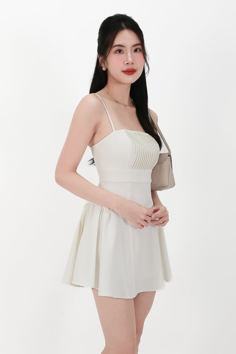 CNY2026 | Pleated Women Romper Dress in White