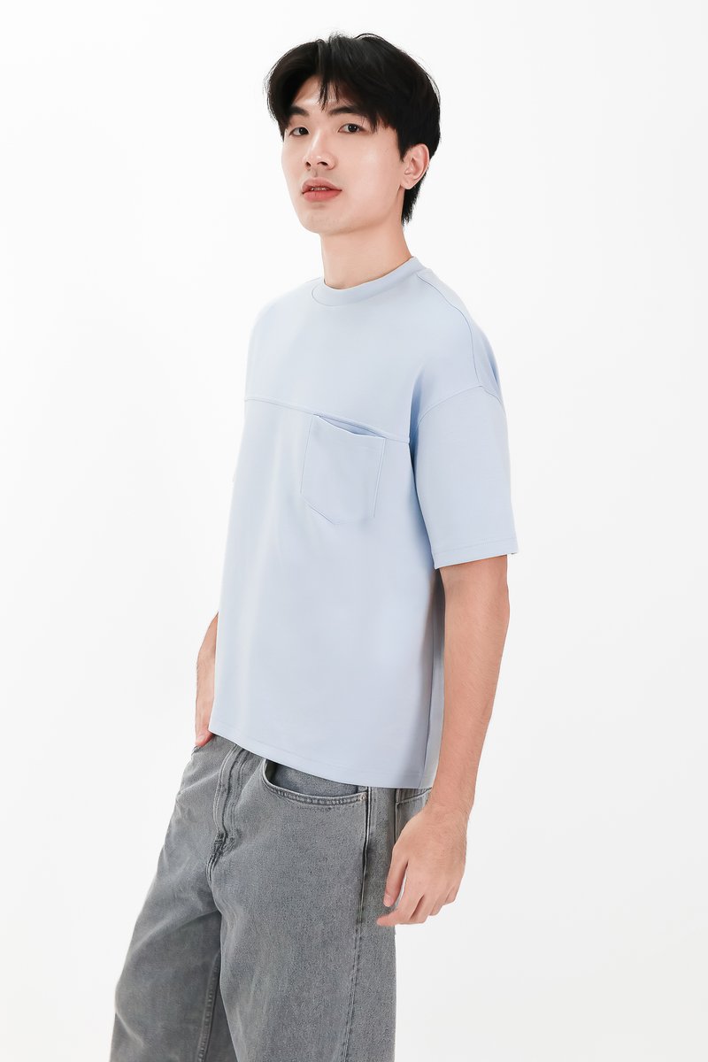 CNY2026 | Casual Men Pocket Tee in Light Blue