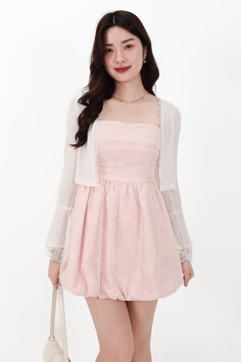 CNY2026 | Blair Bell Sleeve Lace Trim Cardigan in White