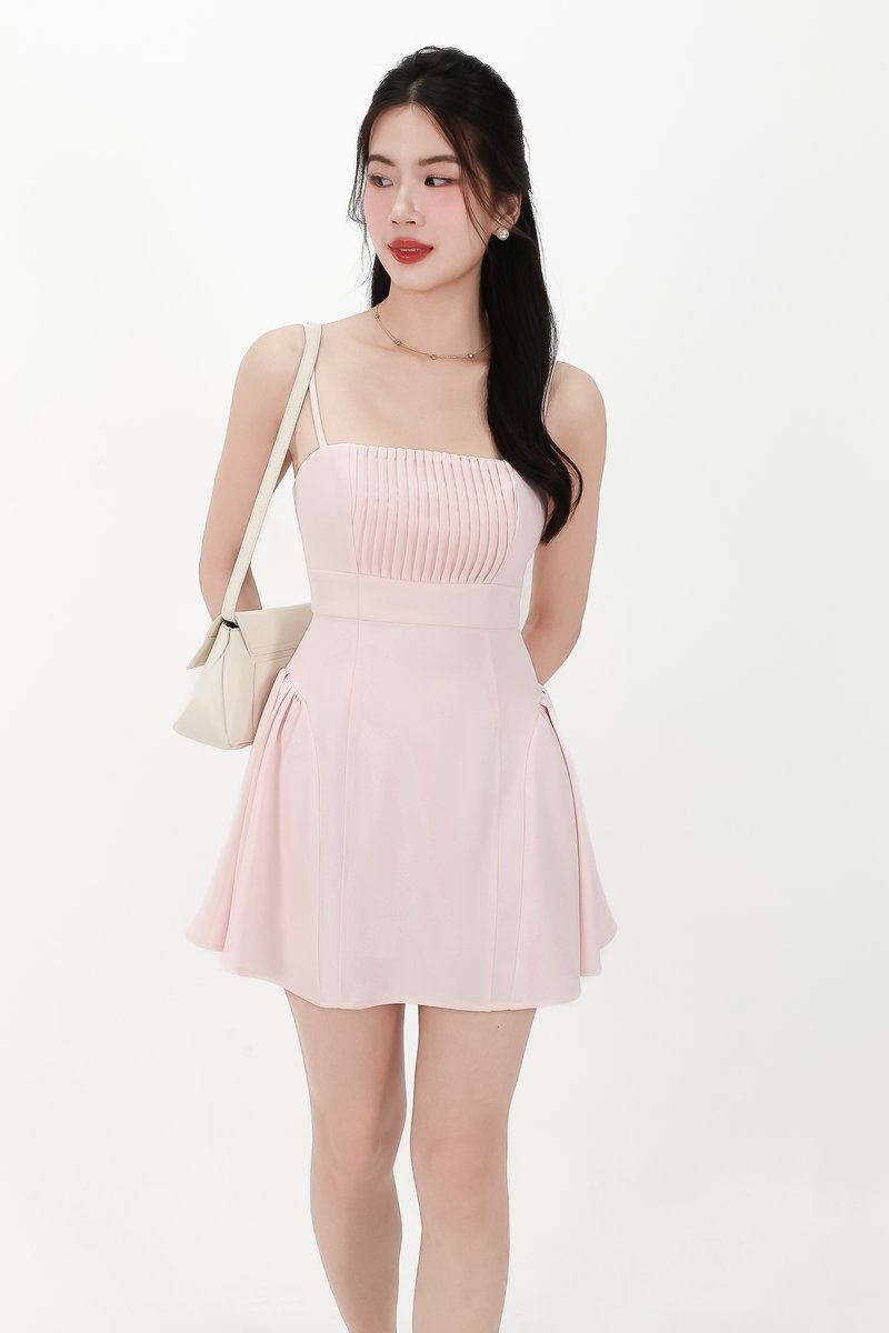 CNY2026 | Pleated Women Romper Dress n Pastel Pink