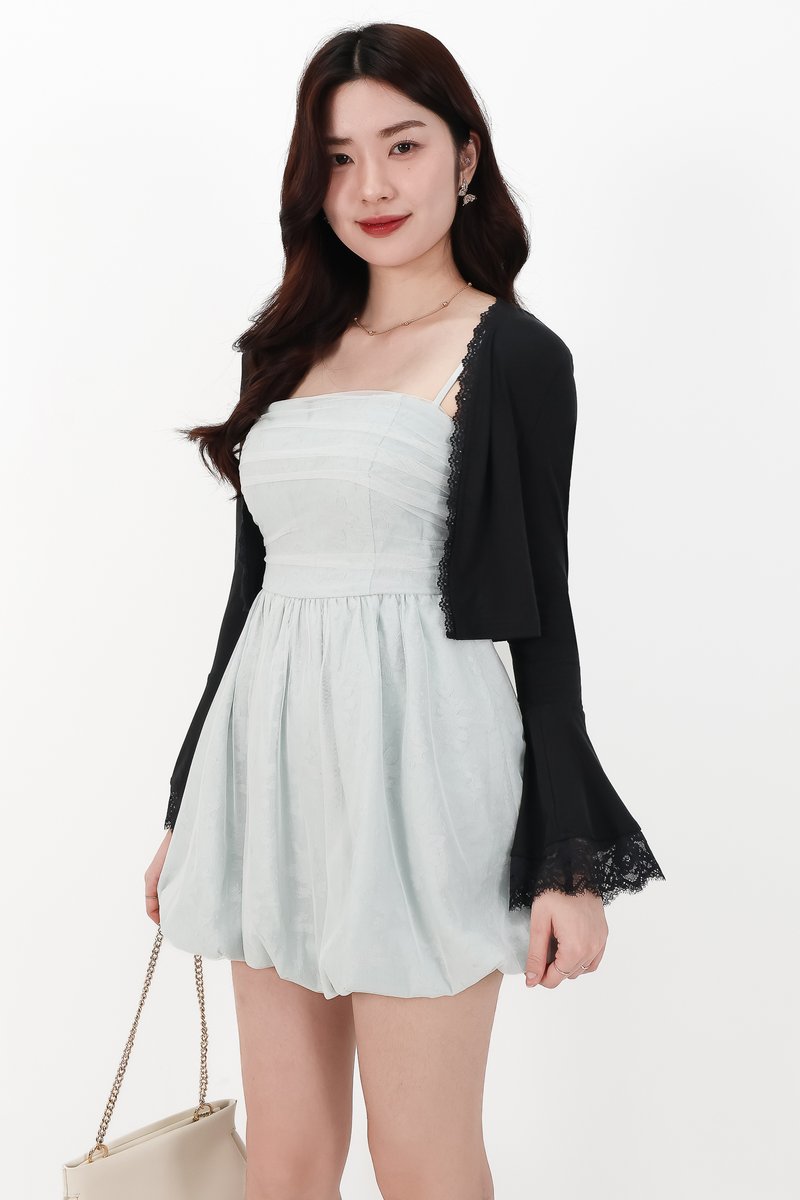 CNY2026 | Blair Bell Sleeve Lace Trim Cardigan in Black