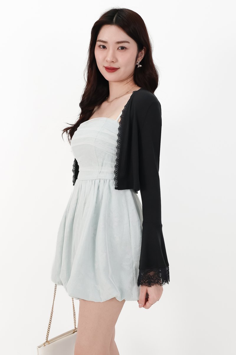 DEFECT | Blair Bell Sleeve Lace Trim Cardigan in Black in S