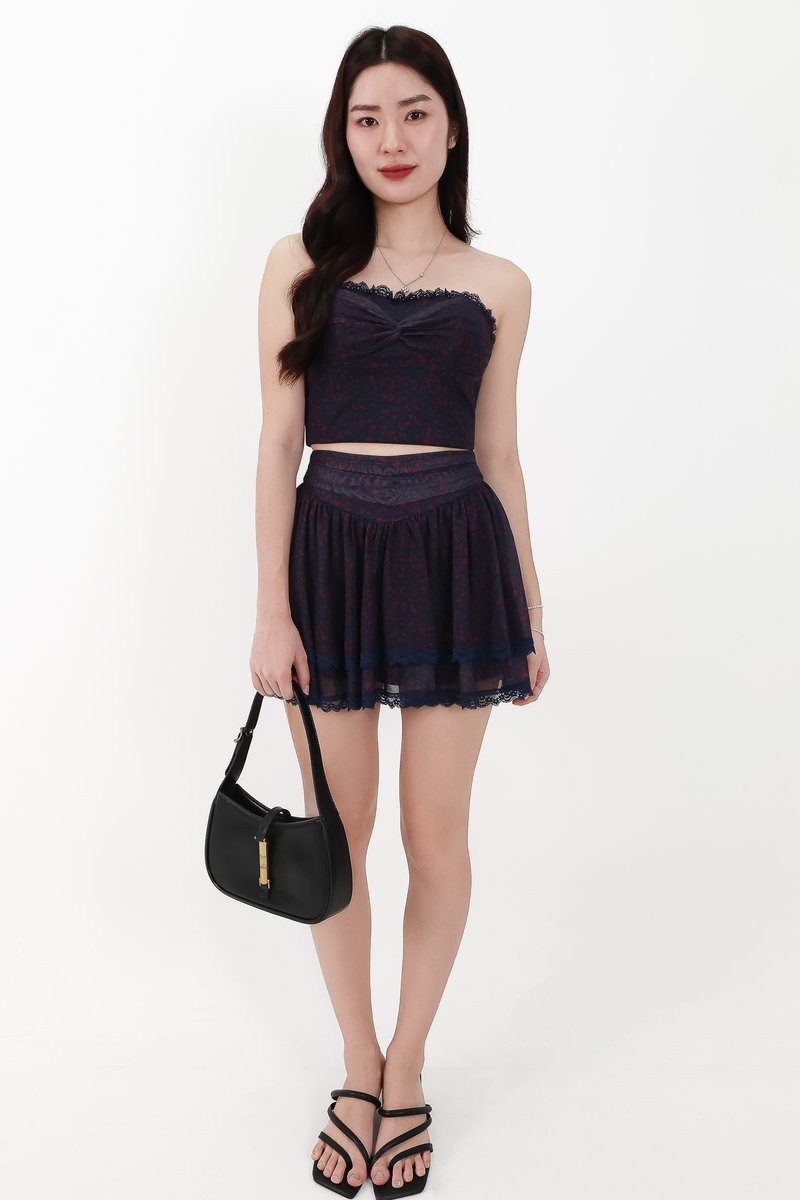 CNY2026 | Freesa Floral Mesh Co-ord Set in Midnight X Red