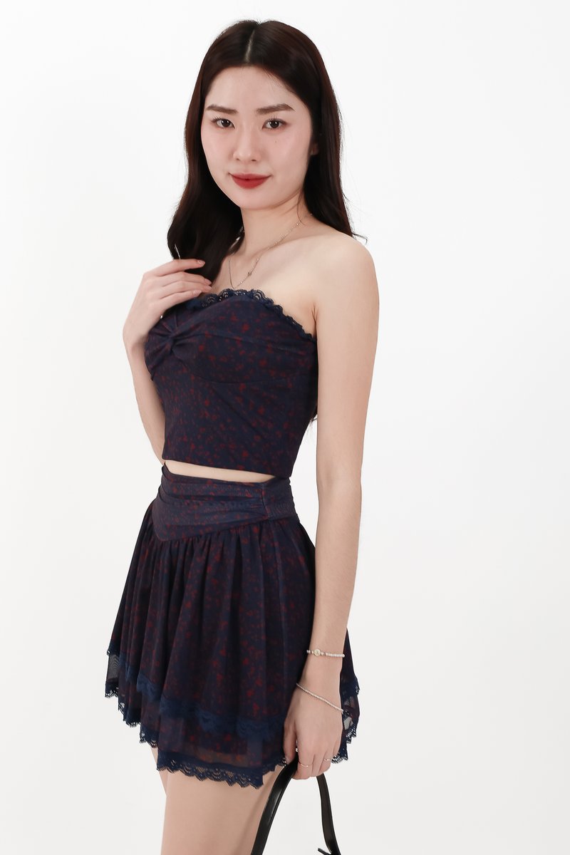 CNY2026 | Freesa Floral Mesh Co-ord Top in Midnight X Red