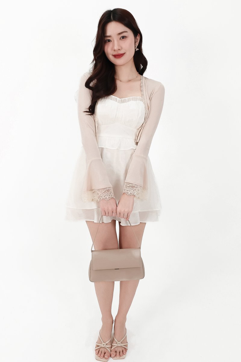 CNY2026 | Blair Bell Sleeve Lace Trim Cardigan in Nude