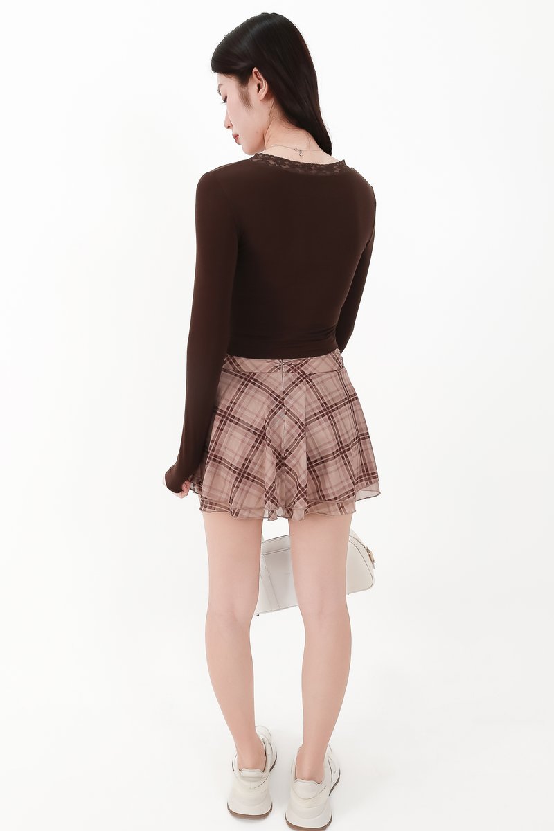 CNY2026 | Parley Plaid Mesh Skorts in Brown