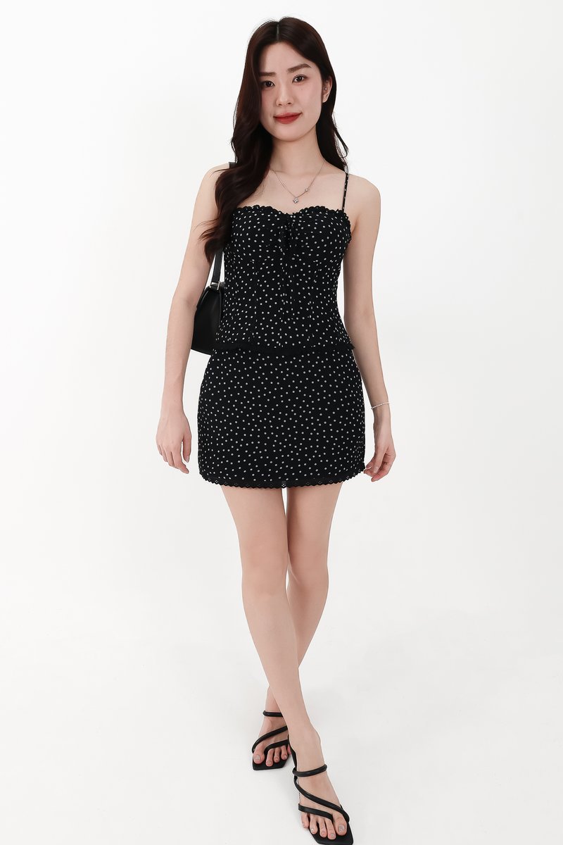 CNY2026 | Diona Dotted Bustier Co-ord Set in Black