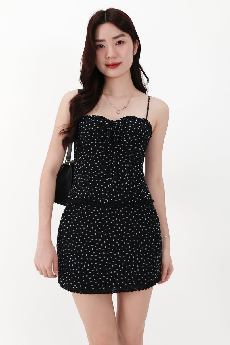 CNY2026 | Diona Dotted Bustier Co-ord Top in Black