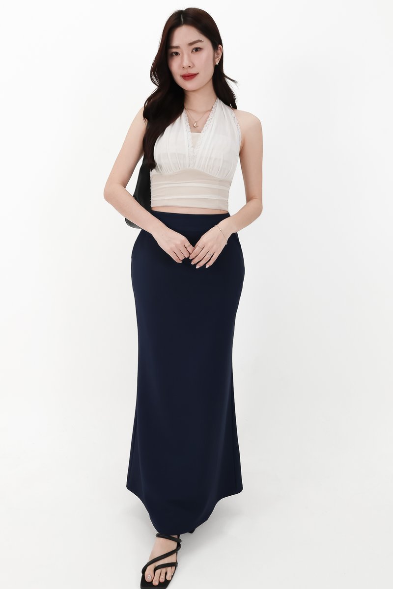 CNY2026 | Mansie Mesh x Lace Halter Top in White x Nude