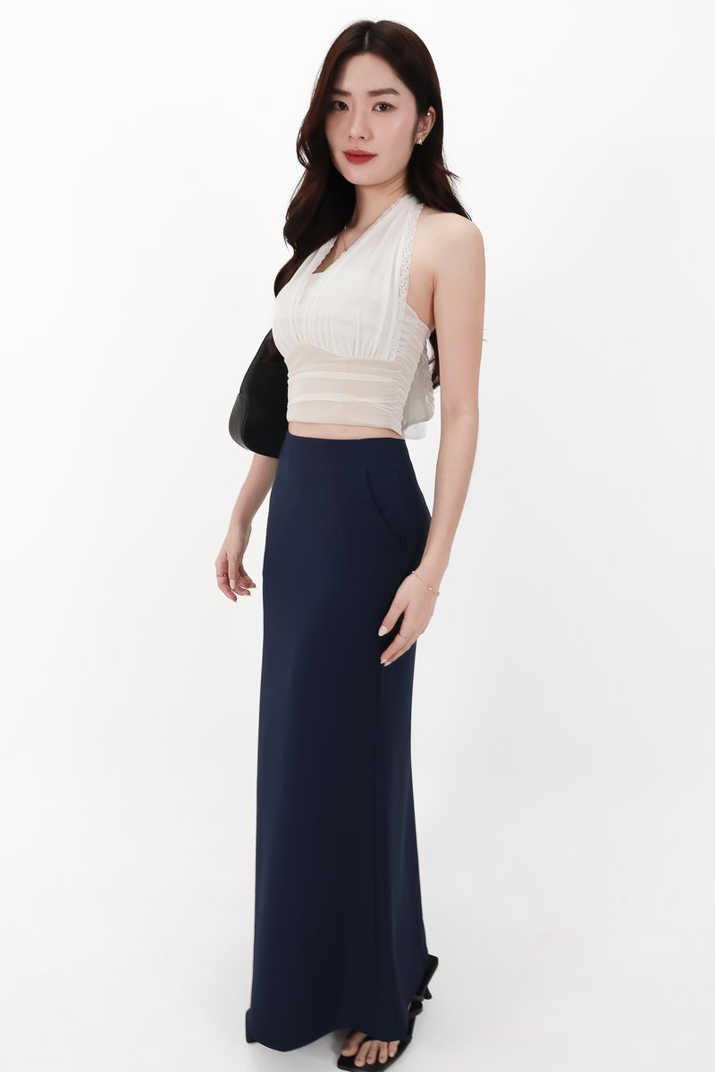 CNY2026 | Mansie Mesh x Lace Halter Top in White x Nude