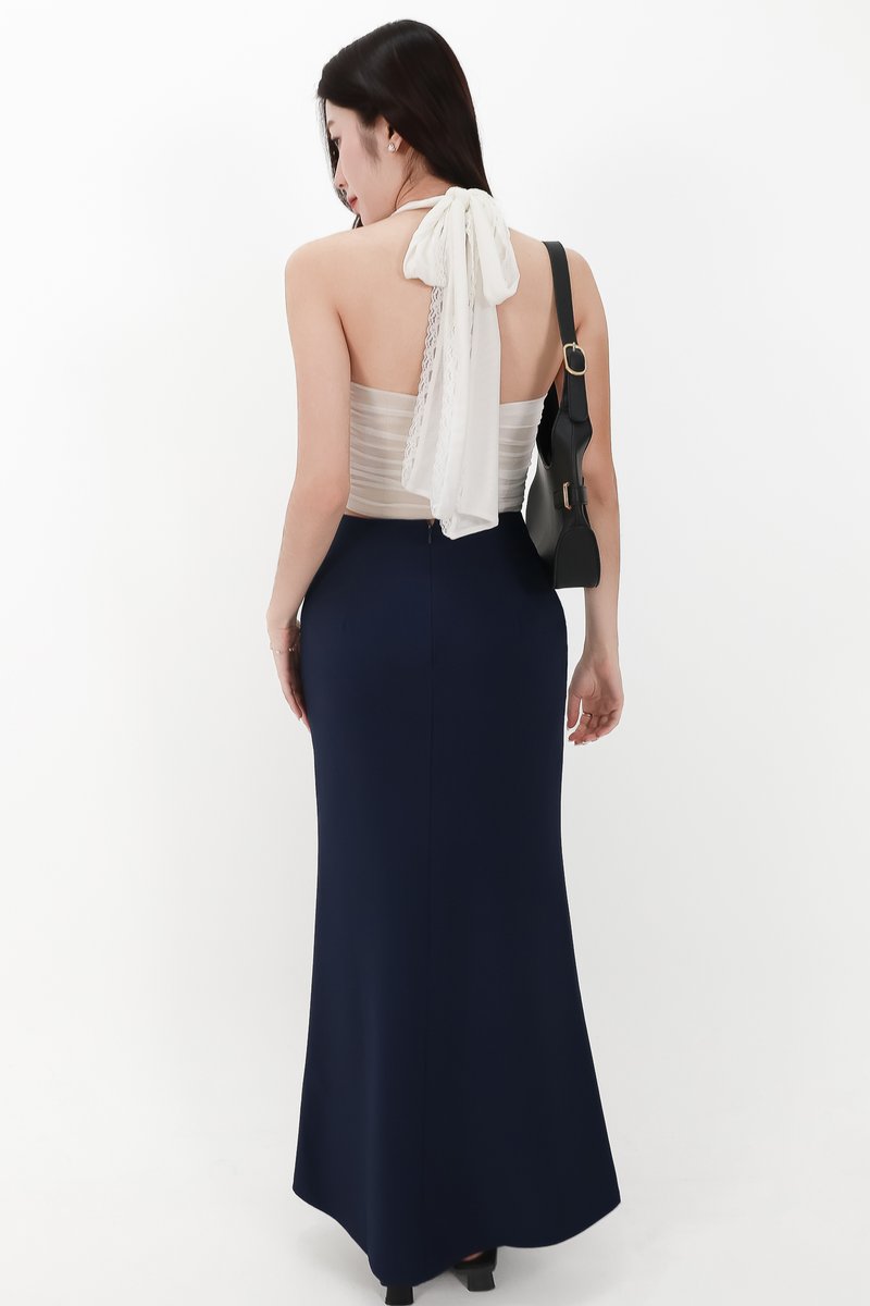 CNY2026 | Mansie Mesh x Lace Halter Top in White x Nude