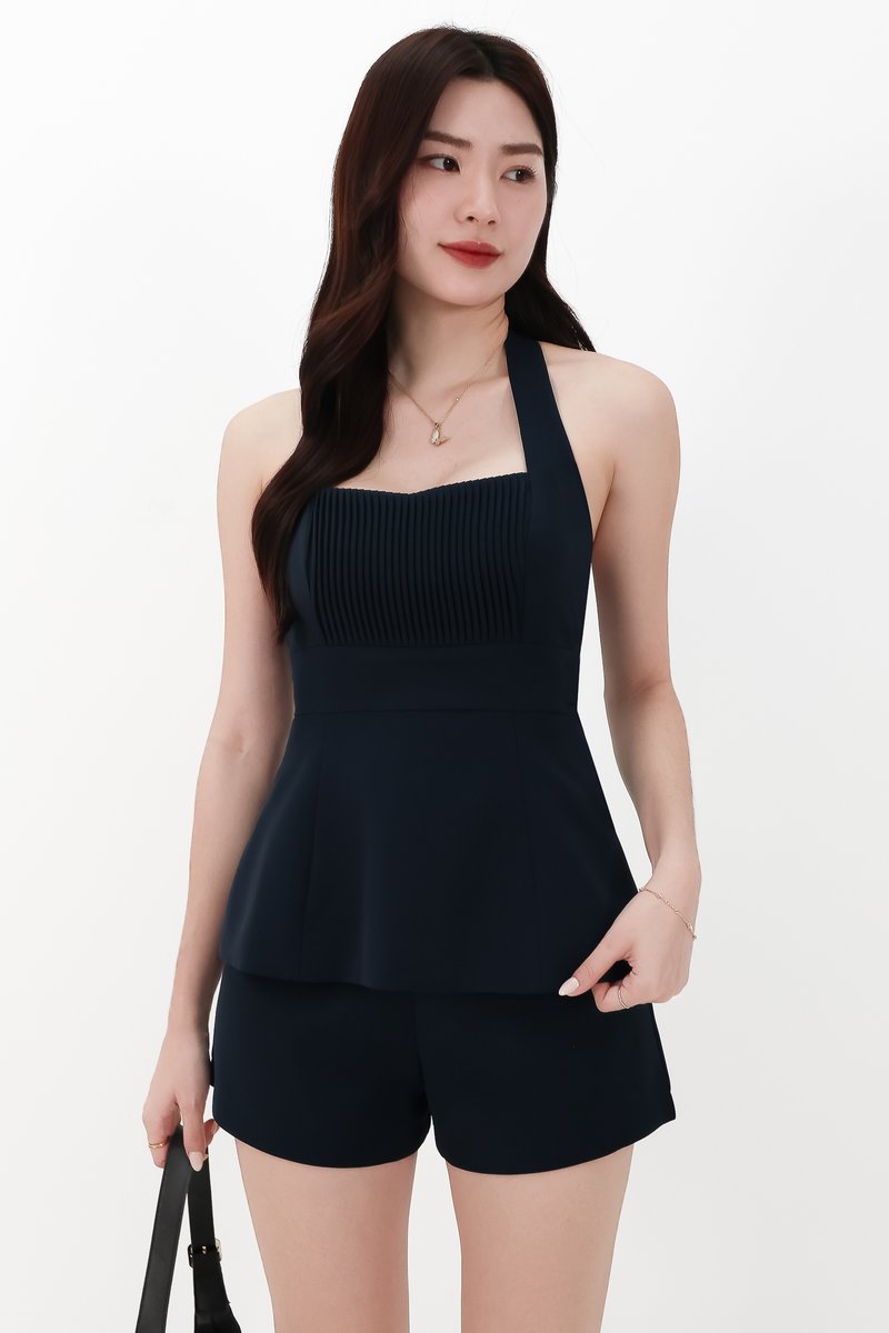 CNY2026 | Cherish Co-ord Pleat Halter Top in Midnight