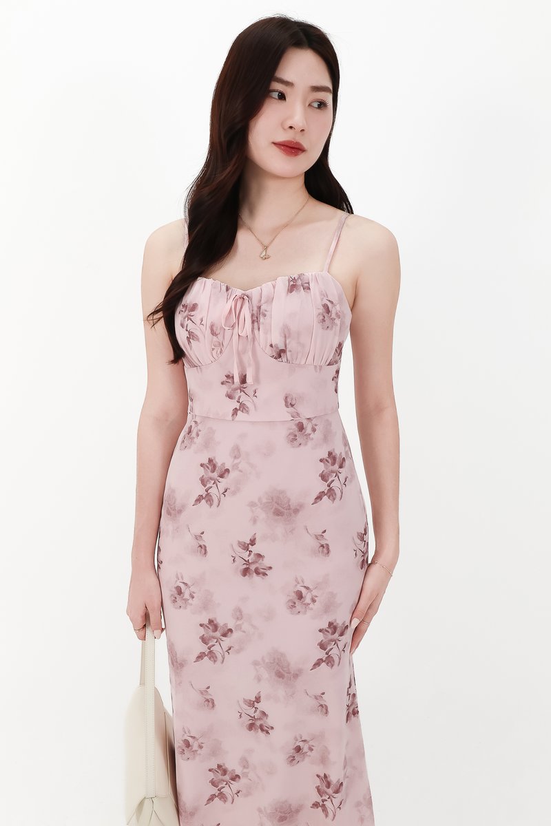 CNY2026 | Fern Floral Midaxi Dress in Pink X Brown