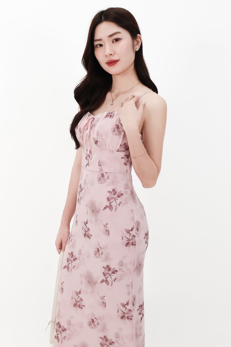 CNY2026 | Fern Floral Midaxi Dress in Pink X Brown