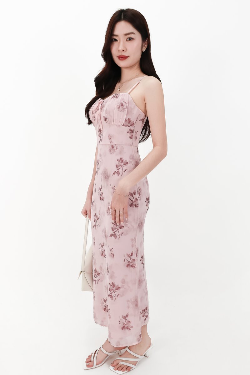 CNY2026 | Fern Floral Midaxi Dress in Pink X Brown