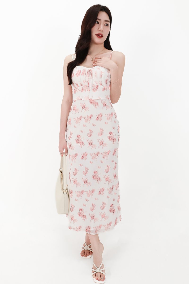 CNY2026 | Fern Floral Midaxi Dress in White X Pink