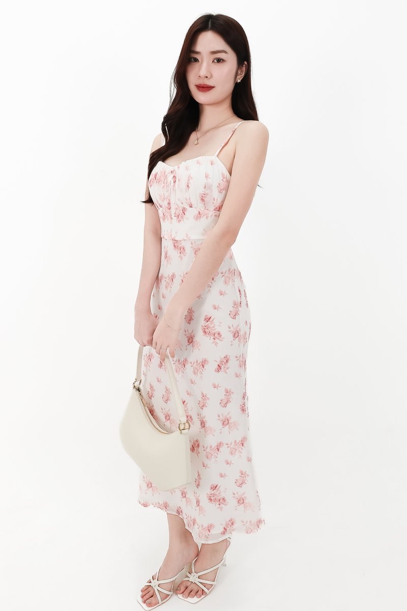 CNY2026 | Fern Floral Midaxi Dress in White X Pink